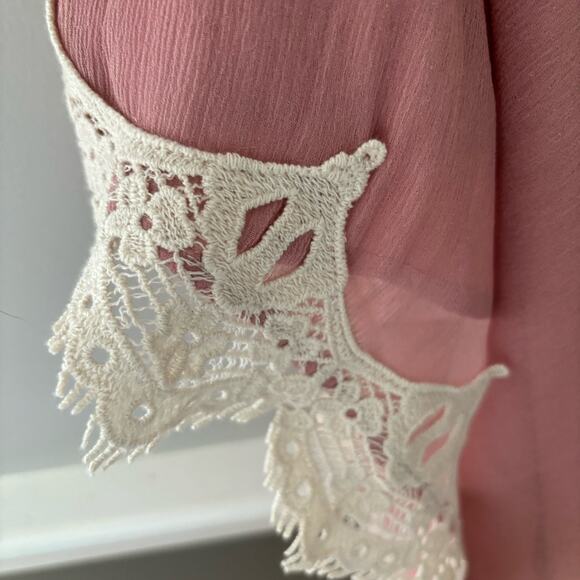 Sundance Adelina Slip Dress Lace Chiffon Romantic Pink Size 12 - Picture 10 of 13